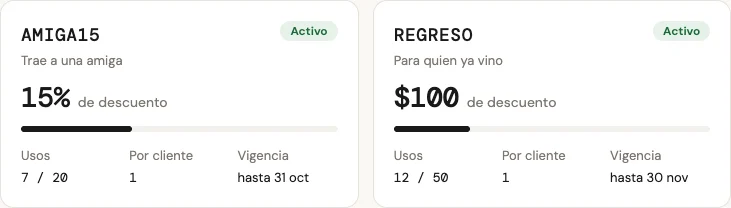 Códigos de descuento en Spots: AMIGA15 con 15% y REGRESO con $100